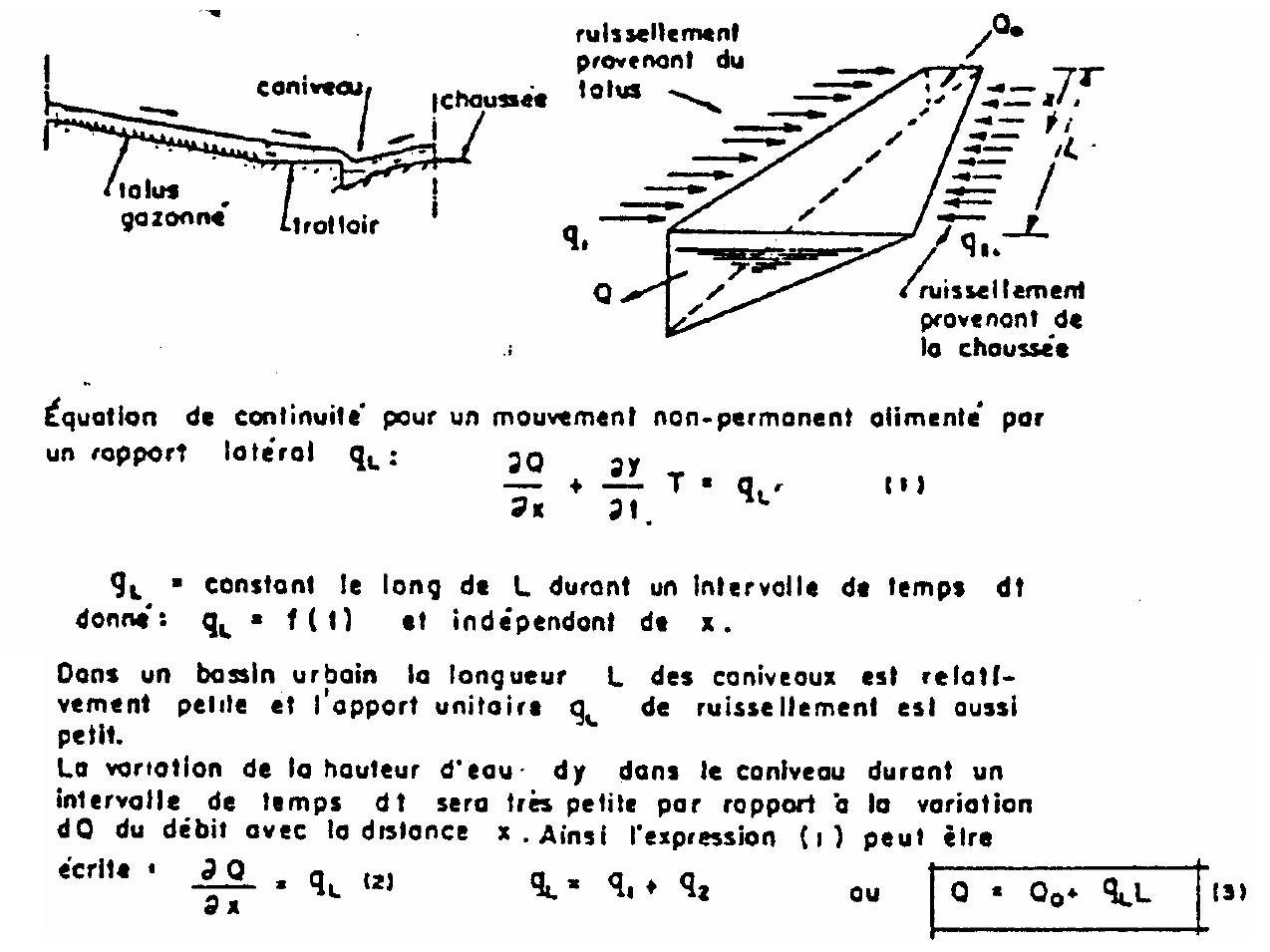 Formules relatives à l'écoulement dans les caniveaux (extrait de Mitci, 1978)