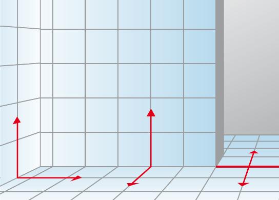 Si les carreaux ont la même taille au sol et au mur, ajuster la ligne du joint au sol à celle du mur. Pour des pièces contiguës, veiller à avoir un joint continu. Placer les joints de dilatation précisément sous le seuil de la porte. Tenir également compte des joints de dilatation dans la chape