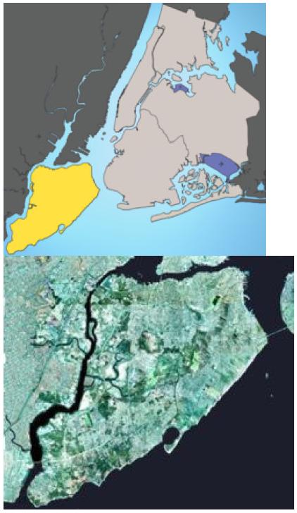 Plan et photo de Staten Island, extraits de l’encyclopédie en ligne wikipedia